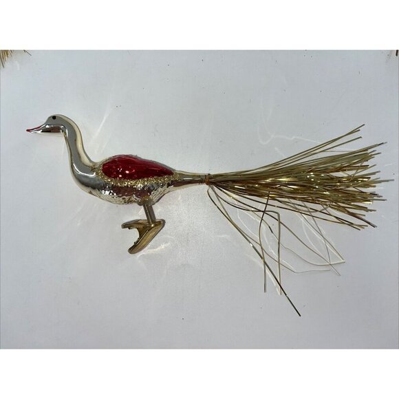 Glass Victorian Bird Goose Duck German Glass Christmas Ornament Clip Lot of 16 - Picture 2 of 10